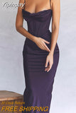 Yipinpay Maxi Bodycon Dress Sexy Celebrity Event Prom Night Party Dresses Satin V Neck Spaghetti Strap Women Dresses 2023 Summer