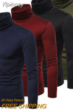 Yipinpay Winter Tops Fashion Mens Casual Slim Fit Basic Turtleneck Knitted Sweater High Collar Pullover Male Double Collar M-2XL