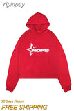 Yipinpay Graphic Hoodies Women Men Hip Hop Casual Loose Hood Shirt Harajuku Streetwear Punk Long Sleeve Pullover Y2K Sweatshirts