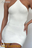Yipinpay Halter Knitted Bodycon Mini Dress 2023 New Sexy Sleeveless Backless Bandage Club Dress Women Street Evening Outfit