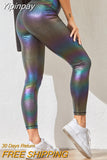 Yipinpay Women's Leggings Bright Leather Gym Sports Tights Sexy Yoga Pants High Waist Push Up Fitness Workout Female Leggings Sportswear