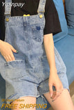 Yipinpay For Women Summer Denim Shorts Raw Edge Ripped Korean Style Jeans Pants Blue High Waist Baggy Casual Y2k Fashion Shorts