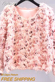 Yipinpay Women Y2k Top Retro Jumper Sueter Mujer Pullover V Neck Black Sequin Sweater Female Grunge Korean Fashion Knit Top