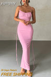 yipinpay Fashion Night Club Sexy Backless Bandage Long Spaghetti Strap Wrap Dress Women Chic Evening Party Maxi Dress 2023 Outfits