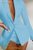Yipinpay Spring Summer Elegant Women Suits with Shorts Loose Shorts and Blazer 2 Piece Set Shorts Suit Blazer Set for Women Outfit