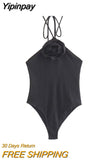 Yipinpay 2023 Women Swimwear Flower Sexy Backless Body Woman Off Shoulder Halter Summer Woman Bodysuit Lingerie Tights Swimsuit