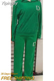 Yipinpay Pieces Women's Sets 2023 Autumn Winter Letter Print Pullover Suit Tops And Pants Suits Two Piece Set Tracksuit Outfit
