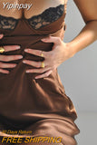 Yipinpay Sexy Lace Backless Mini Dress Women 2023 Spring Spaghetti Strap Chest Wrapping Dresses Femme New Night Party Vestidos