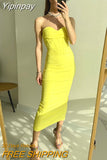 Yipinpay Women Summer Bodycon Party Dress Yellow Long Maxi Dress Sexy Strapless Elegant Dress for Celebrity Evening Dropshipping