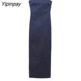 Yipinpay 2023 Women New Sexy Elastic Denim Dresses Spring Summer Elegant Sleeveless Slim Fit Party Vestidos High Street Outwear