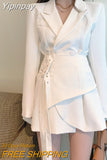 Yipinpay Temperament Long Sleeved Lace Up Waist Black Blazers Dress Vestidos De Mujer Elegant Casual Mini Suit One Piece 2023 Fall