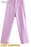 Yipinpay Women's Pants High Waist Pants For Women 2023 Spring Streetwear Pink Green Pants Multicolor Office Wear Woman Trousers