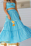 Yipinpay Womens Summer Skirt Boho Elastic Waist Pleated A-Line Flowy Layered Long Beach Skirt With Pockets Casual Street Style S-XL