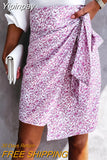 Yipinpay Chic High Waist Tie Up Wrapped Short Skirts Sweet Summer Women Ladies Flowers Mini Bodycon Skirts Office Lady Clothes