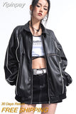 Yipinpay Leather Bomber Jackets Women 2023 Fashion Pu Baseball Outerwear Varsity Jacket Streetwear Hip Hop Y2k Unisex Men Top Coats