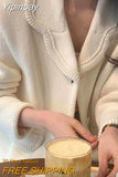 Yipinpay Loose Casual Long Sleeved Knitted Sweater Mujer Pull Femme Y2k Clothes Autumn Winter Knitted Cardigan Coat Sueter