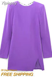 Yipinpay Black Backless Dress Woman Short Party Dresses For Women Elegant Long Sleeve Purple Mini Dress 2023 Winter Evening Dresses