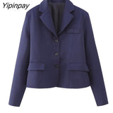 Yipinpay Fashion Women Blazer Skirts Sets 2023 Female Office Lady Elegant Single Breasted Jackets Mid-Calf A-Line Solid Skirts