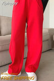 Yipinpay Loose Sweatpants 2023 Autumn Women Red Sport Pants High Waist Loose Trouser Female Fashion Streetwear Straight Pants