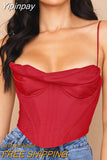 Yipinpay Quality Summer Corset Top Y2k Women 2023 Lined Sexy Bodycon Top Draped Black White Female Padded Top for Party Club