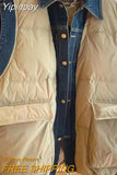 Yipinpay Coats Denim Shirt Patchwork Fake Two Black Vest for Women Y2k Waistcoat 2023 Chaleco Mujer Cotton Top Parkas Jacket Unisex
