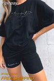 Yipinpay Casual Summer Women's Tracksuit Sports Suit T-shirt Shorts 2 Piece Set Sweatshirt Print Women Shorts Set Sportswear outfits