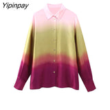 Yipinpay Summer Women Fashion Tie-Dyed Shirts And Dress 2023 Long Sleeve Single Breasted Blouse Sleeveless Dress Casual Outwear