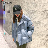Yipinpay Thicken Women Coats And Jackets Winter Casual Fake Two Piece Cotton Jacket Stitching Hood