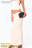 Yipinpay Vest And Skirt Suits Women Party Night Matching Sets Backless Tie-Up Sling Camisole+Low Waist Long Skirts Street Style