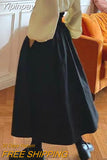 Yipinpay Brown Vintage Maxi Skirt Women Harajuku Pocket Lace Up Long Skirts Summer Fall Clothes Korean Fashion Y2k Korean Style