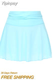 Yipinpay Womens Sheer Mesh Mini Skirts High Waist Solid Color See Through Skater Skirt Beach Cover-Ups Club Street Style Fashion S-XL