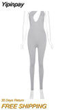 Yipinpay Summer One Shoulder Rompers Womens Jumpsuit Y2K Hollow Out Sexy Backless Jumpsuits Femme Active Wear Fitness Overalls