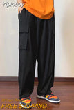 Yipinpay New Gothic Print Loose Men's Pants Fashion Street Wear Multi-Pocket Overalls Y2K Hip-Hop Best-Selling Overalls Men's Pants