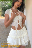 Yipinpay 2 Piece Set Skirt Y2K Women Outfits 2023 Spring Chic Button Turn-down Collar Tops And Mini Skirts Femme Hight Street Suit