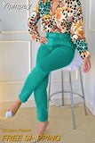 Yipinpay Two Piece Sets Autumn New Women's Fashion Print Stand-Up Collar Long-Sleeved Shirt Top with Belt Solid Color Trousers