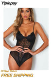 Yipinpay Sexy Lace Bud Sling Women Bodysuit Teddy Lingerie Strap Floral Snap Erotic Lingerie Crotch Body Sculpting Skin-Friendly