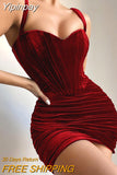 Yipinpay Quality Summer Velvet Bodycon Dress Women 2023 New Arrivals Lined Green Party Dress Sexy Celebrity Evening Club Night Dress