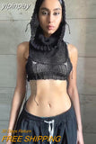 yipinpay Pullover Knitted Hoodies Women Summer Hollow Out Vest Y2K Crop Tops Sexy Club 2023 Black Fashion Slim Tank Tops