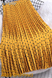 yipinpay Summer Polka Dot Printed Midi Long Skirt Women Vintage Elastic High Waist A-line Pleated Skirts Ladies Casual Clothing