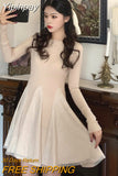 Yipinpay Sweater Dress Women 2023 Winter Casual French Vintage Evening Party Knit Dress Female Long Sleeve One-piece Dress Korean