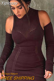 Yipinpay Sexy Off-the-shoulder Cutout Dresses For Women Summer 2023 Skinny Slim Femme Clothing Turtleneck Women's Mini Dress