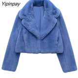 Yipinpay Newest Faux Fur Coat 2023 Fleece Cardigan Jacket Female Winter Thicken Coat Women Overcoat Casual Warm Plush Mujer Chaqueta