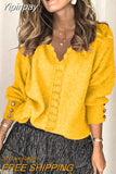 Yipinpay autumn and winter new lace V-neck coat head sweater ladies loose long sleeve solid color sweater pullover tops