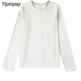 Yipinpay 2023 Women Solid Skirt Sets Spring Autumn Elegant O-neck Long Sleeve Tops Folds Straigh Skirts Casual High Street Outwear