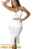 Yipinpay Pieces Sexy Summer Fashion Women Set 2023 Female Tops Splice Sleeveless Tops Elastic Waist Tassel Skirts Matching Sets Outfit