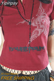 Yipinpay Women y2k Clothes Crop Tops Summer 2023 T-shirts Vintage Aesthetic Short Sleeve Tees Female Clothing Young Girls Streetwear
