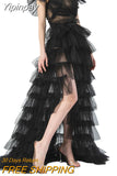 Yipinpay Women Tulle Skirt, Solid Color Mesh Tied-Up Irregular Floor-Length Party Skirt for Wedding Guest, Dinner, Cocktail Party
