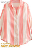 Yipinpay Fashion Stripe Spliced Women's Shirt 2023 Summer Long Sleeve Women Tops Blouse Ladies Chic Casual Shirts & Blouses New In