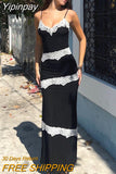 Yipinpay MO 2023 Summer Elegant Patchwork Women Maxi Dress Lace Slip Backless Sexy Evening Dresses Ladies Slim Outfits Fashion