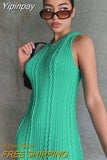 Yipinpay Mo 2023 Bodycon Sleeveless Knitting Dress Mini Women Off Shoulder Sexy Club Party Dresses Black Elegant Summer Vestidos